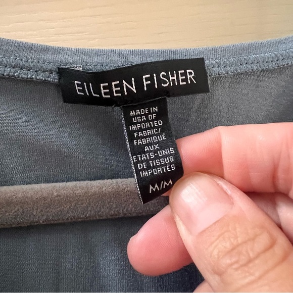 Eileen Fisher Blue Viscose-Jersey Three Quarter Sleeve V Neck Shift Dress, M - Picture 3 of 7
